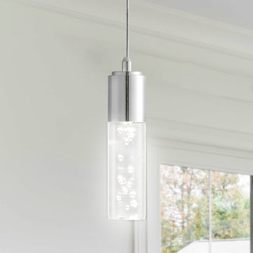Bolha 4.75" Bubble Acrylic/Iron Modern Minimalist Integrated LED Pendant - JONATHAN Y